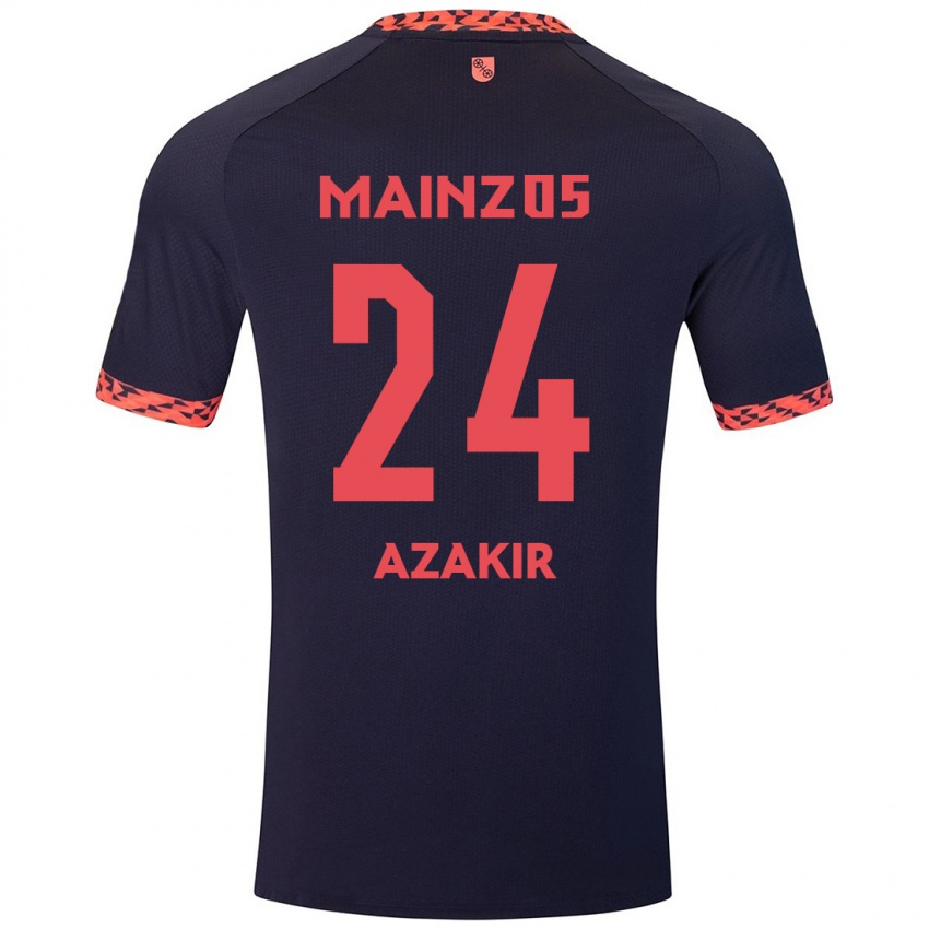 Kinderen Dennis Azakir #24 Blauw Koraalrood Uitshirt Uittenue 2024/25 T-Shirt