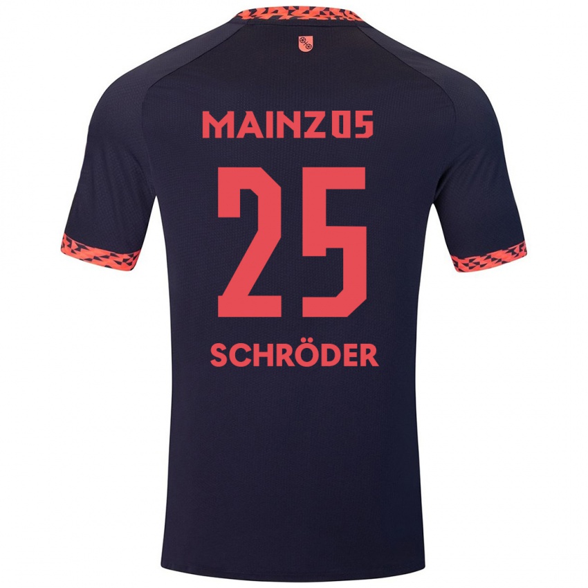 Kinderen Maxim Schröder #25 Blauw Koraalrood Uitshirt Uittenue 2024/25 T-Shirt