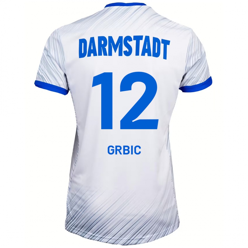 Kinderen Viktor Grbic #12 Wit Blauw Uitshirt Uittenue 2024/25 T-Shirt