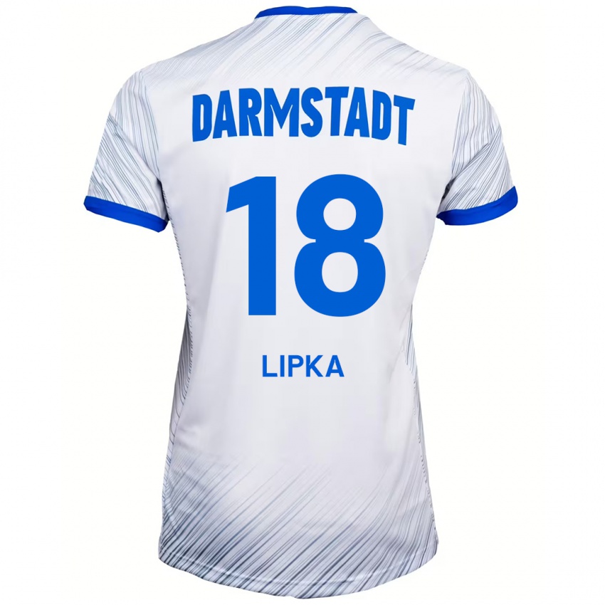 Kinderen David Lipka #18 Wit Blauw Uitshirt Uittenue 2024/25 T-Shirt