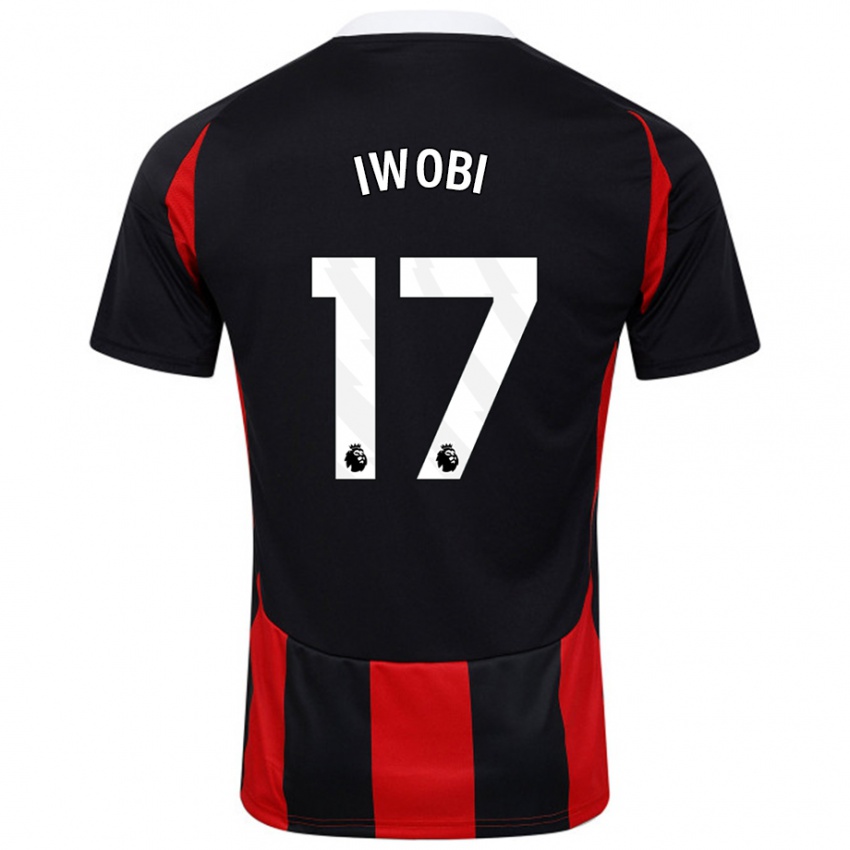 Kinderen Alex Iwobi #17 Zwart Rood Uitshirt Uittenue 2024/25 T-Shirt