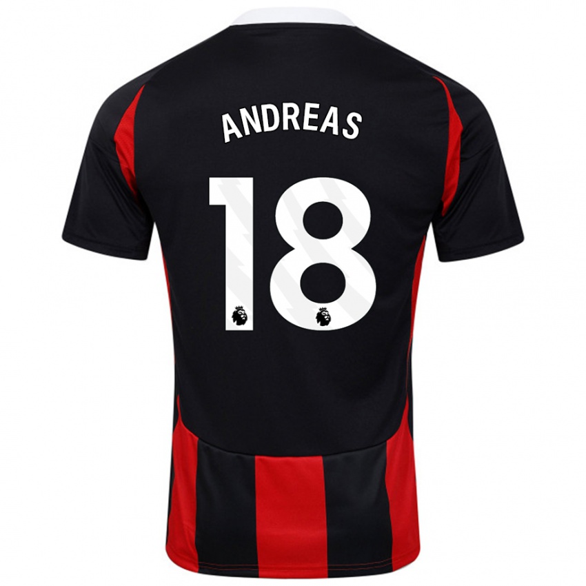 Kinderen Andreas Pereira #18 Zwart Rood Uitshirt Uittenue 2024/25 T-Shirt