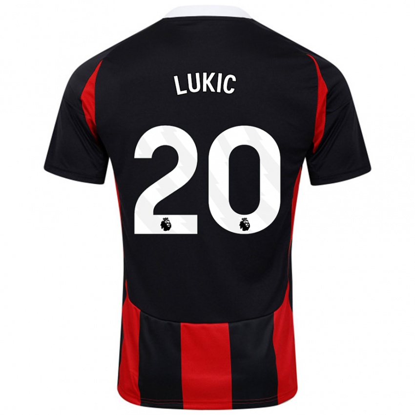 Kinderen Saša Lukić #20 Zwart Rood Uitshirt Uittenue 2024/25 T-Shirt