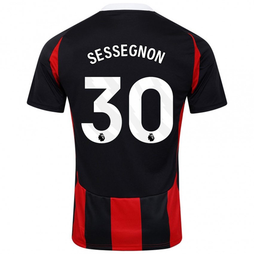 Kinderen Ryan Sessegnon #30 Zwart Rood Uitshirt Uittenue 2024/25 T-Shirt