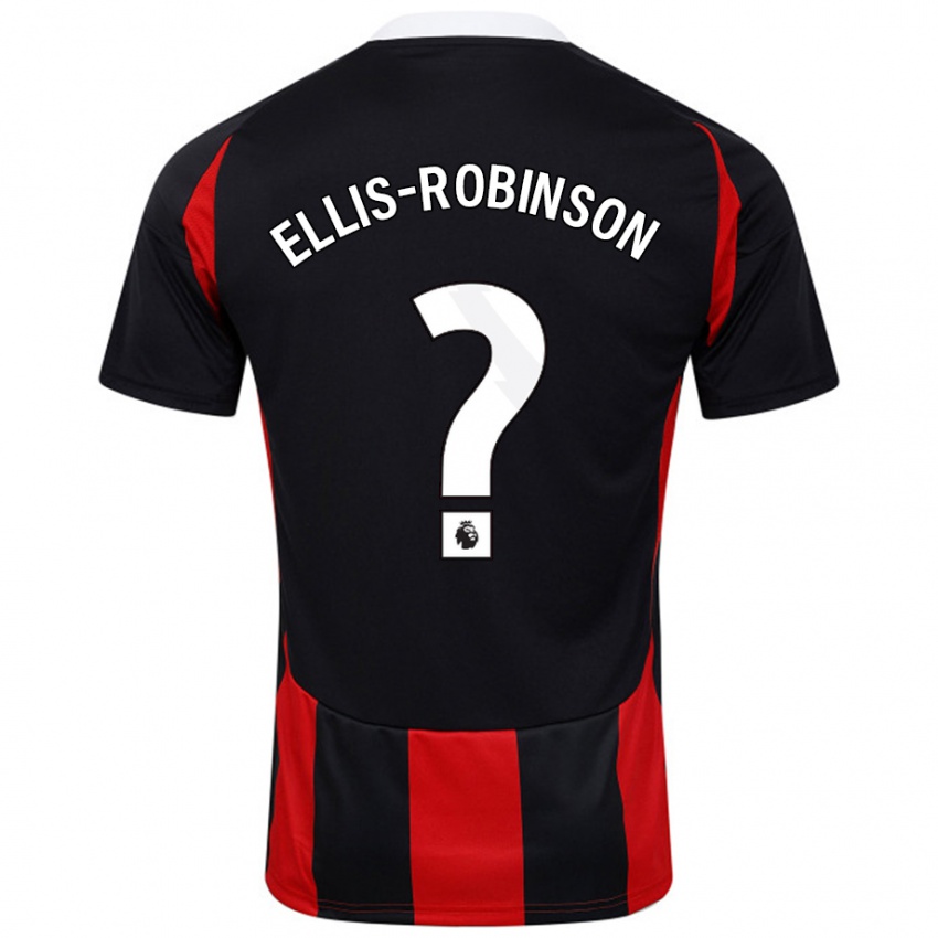 Kinderen Eddie Ellis-Robinson #0 Zwart Rood Uitshirt Uittenue 2024/25 T-Shirt