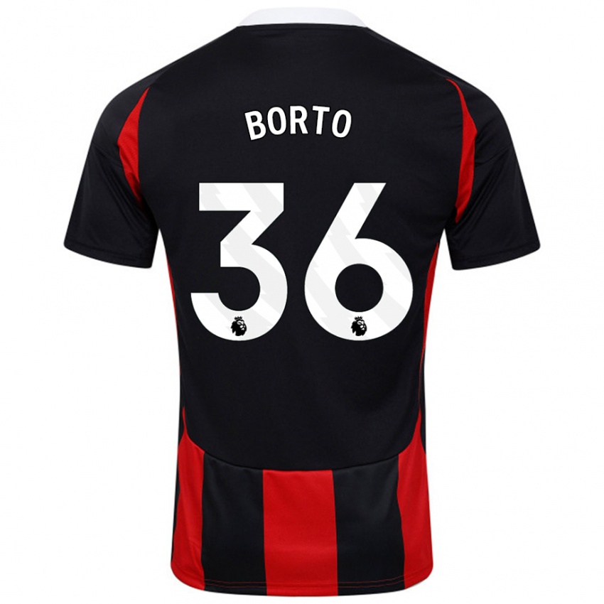 Kinderen Alex Borto #36 Zwart Rood Uitshirt Uittenue 2024/25 T-Shirt