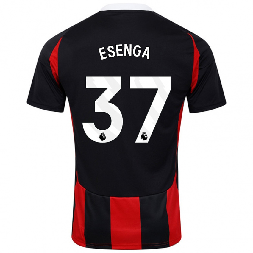 Kinderen Jonathan Esenga #37 Zwart Rood Uitshirt Uittenue 2024/25 T-Shirt