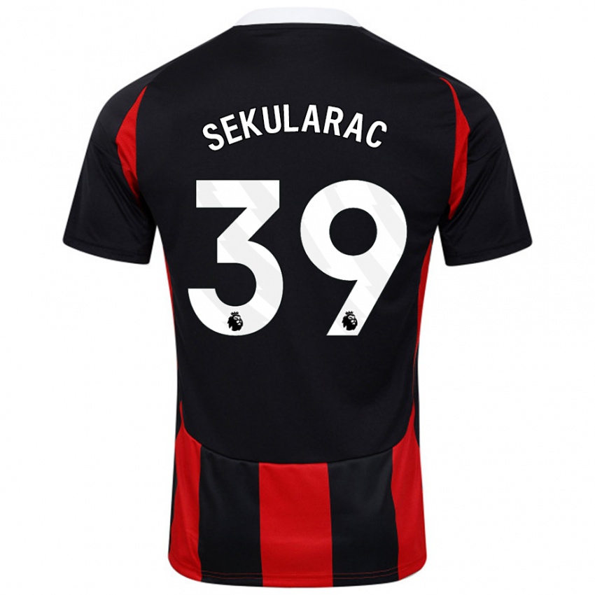 Kinderen Kristian Sekularac #39 Zwart Rood Uitshirt Uittenue 2024/25 T-Shirt