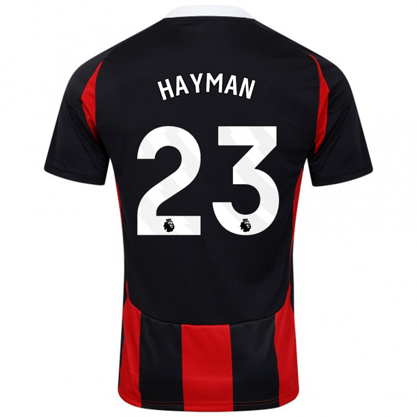 Kinderen Alex Hayman #23 Zwart Rood Uitshirt Uittenue 2024/25 T-Shirt