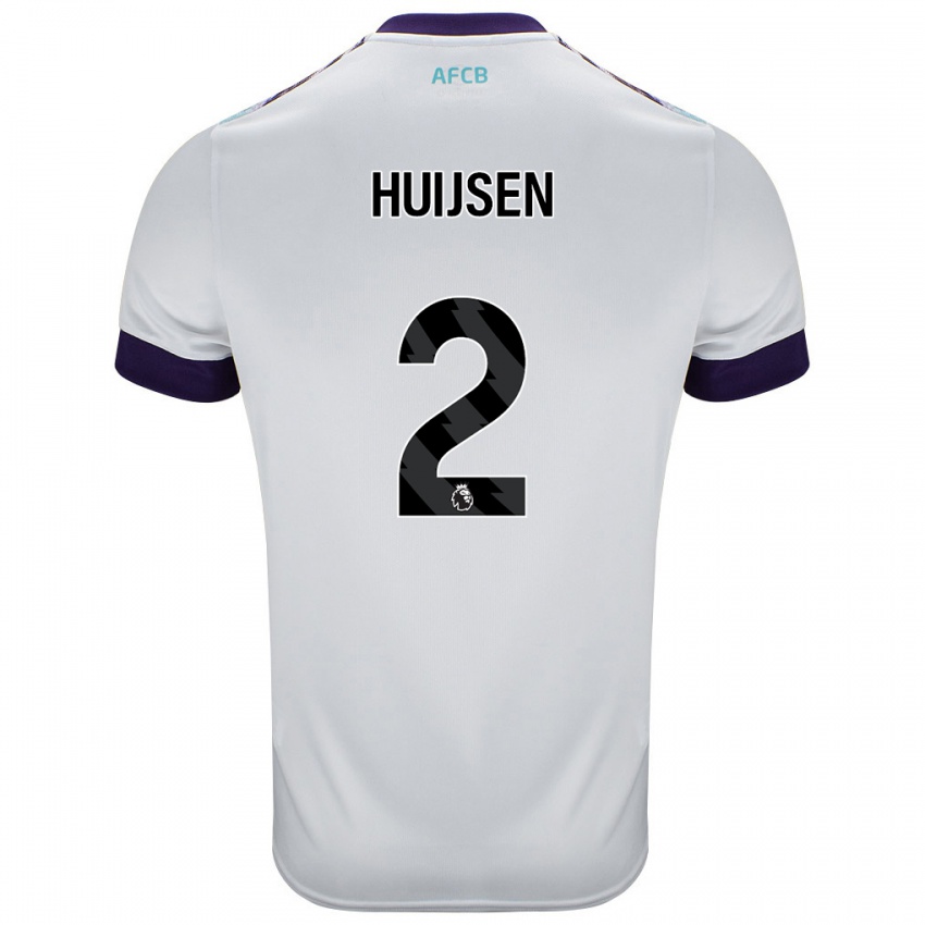 Kinderen Dean Huijsen #2 Wit Groen Paars Uitshirt Uittenue 2024/25 T-Shirt