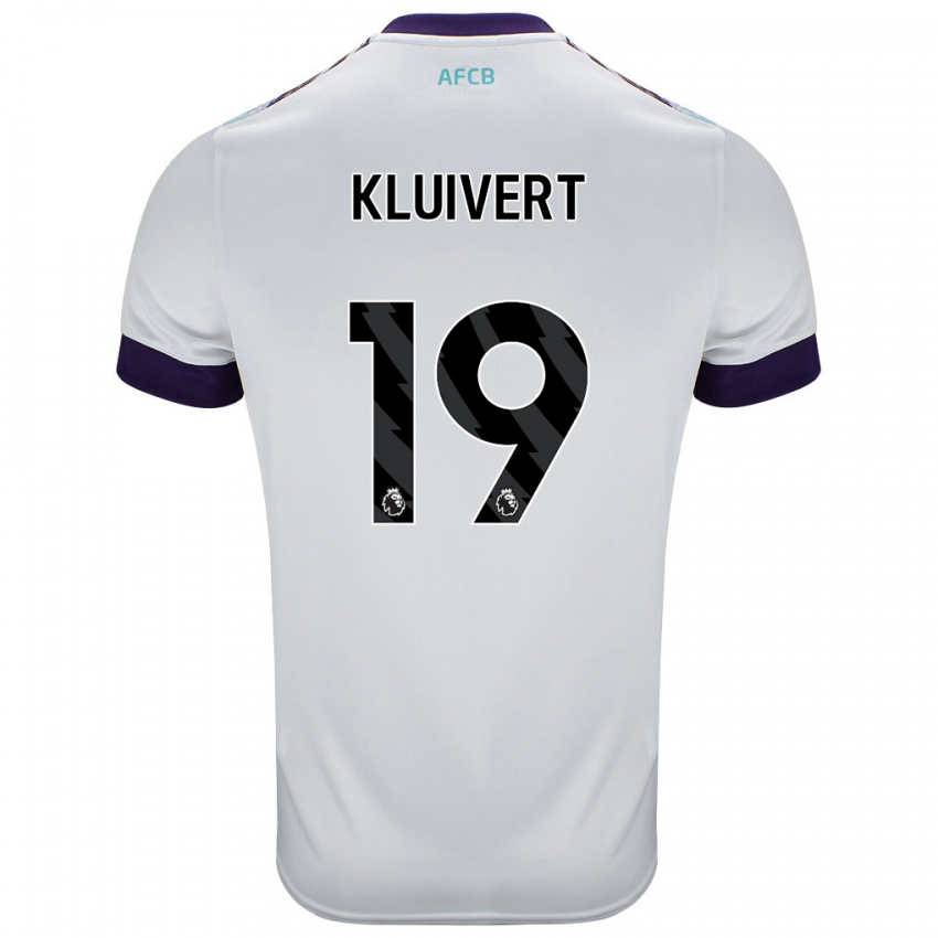 Kinderen Justin Kluivert #19 Wit Groen Paars Uitshirt Uittenue 2024/25 T-Shirt