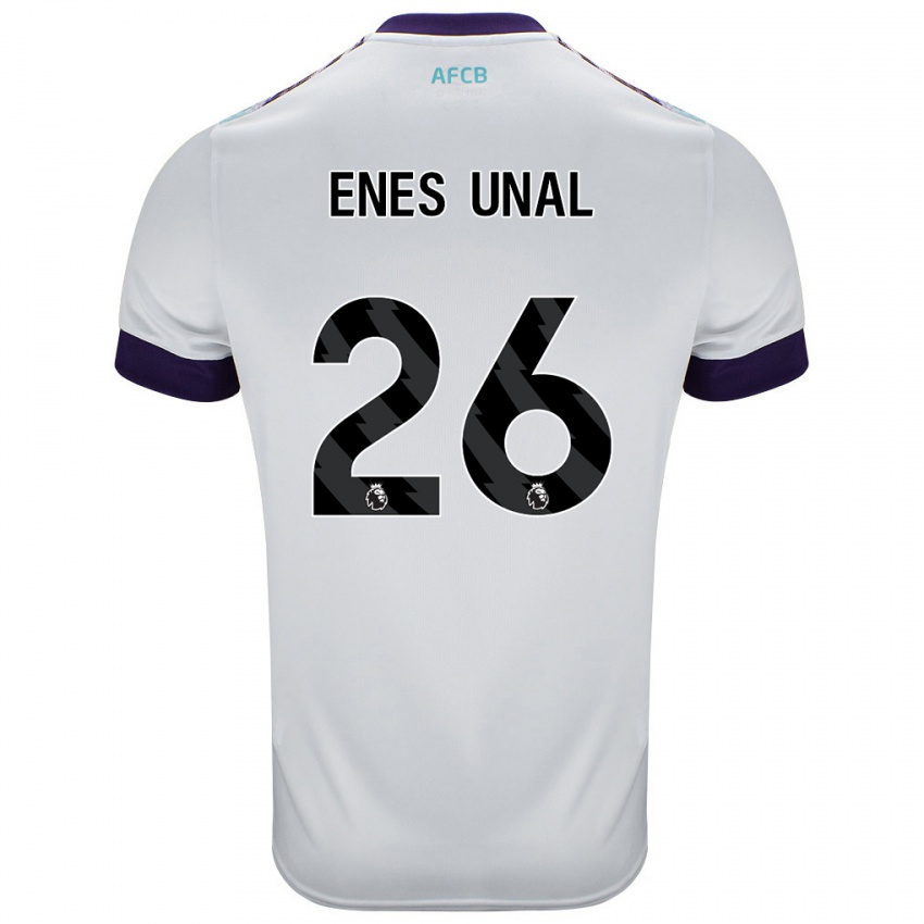 Kinderen Enes Ünal #26 Wit Groen Paars Uitshirt Uittenue 2024/25 T-Shirt