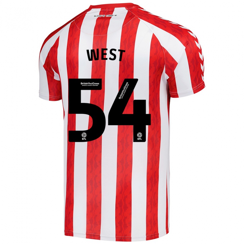 Heren Ella West #54 Rood Wit Thuisshirt Thuistenue 2024/25 T-Shirt