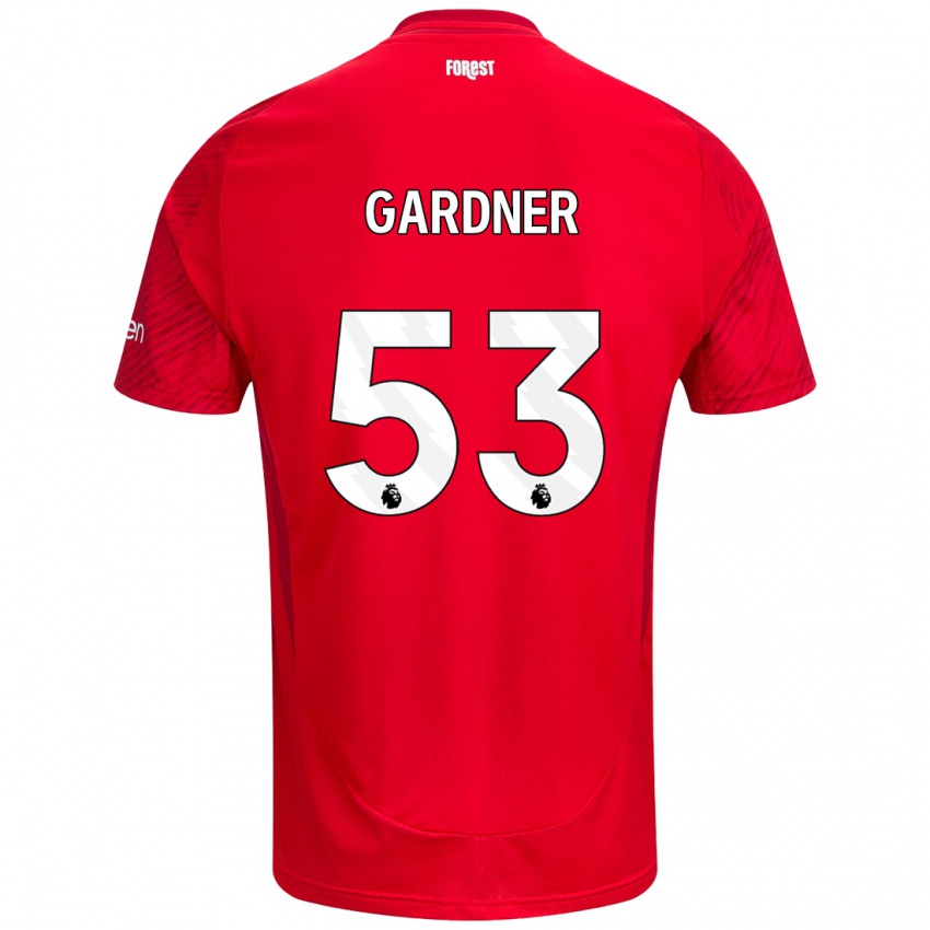 Heren Joe Gardner #53 Rood Wit Thuisshirt Thuistenue 2024/25 T-Shirt