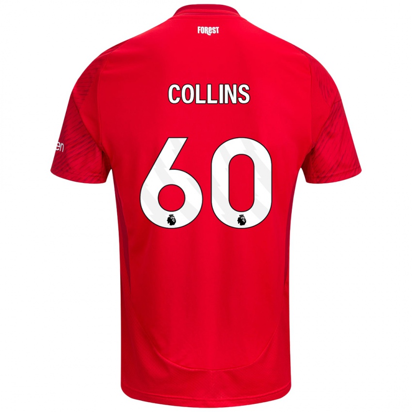 Heren Sam Collins #60 Rood Wit Thuisshirt Thuistenue 2024/25 T-Shirt