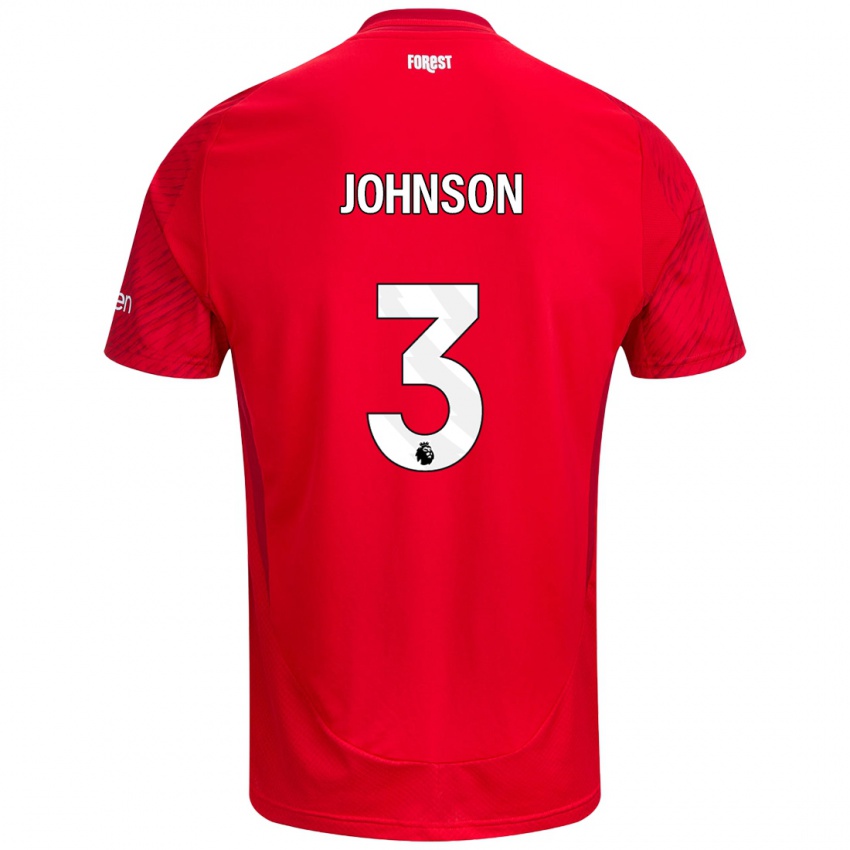 Heren Nat Johnson #3 Rood Wit Thuisshirt Thuistenue 2024/25 T-Shirt