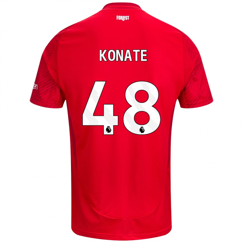 Heren Ateef Konaté #48 Rood Wit Thuisshirt Thuistenue 2024/25 T-Shirt