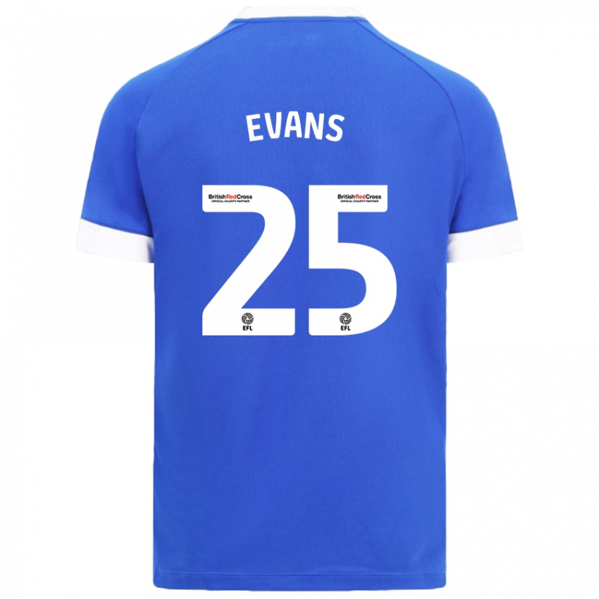 Heren Kieron Evans #25 Hemelsblauw Thuisshirt Thuistenue 2024/25 T-Shirt