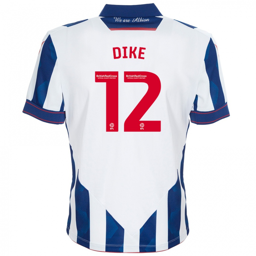 Heren Daryl Dike #12 Wit Donkerblauw Thuisshirt Thuistenue 2024/25 T-Shirt