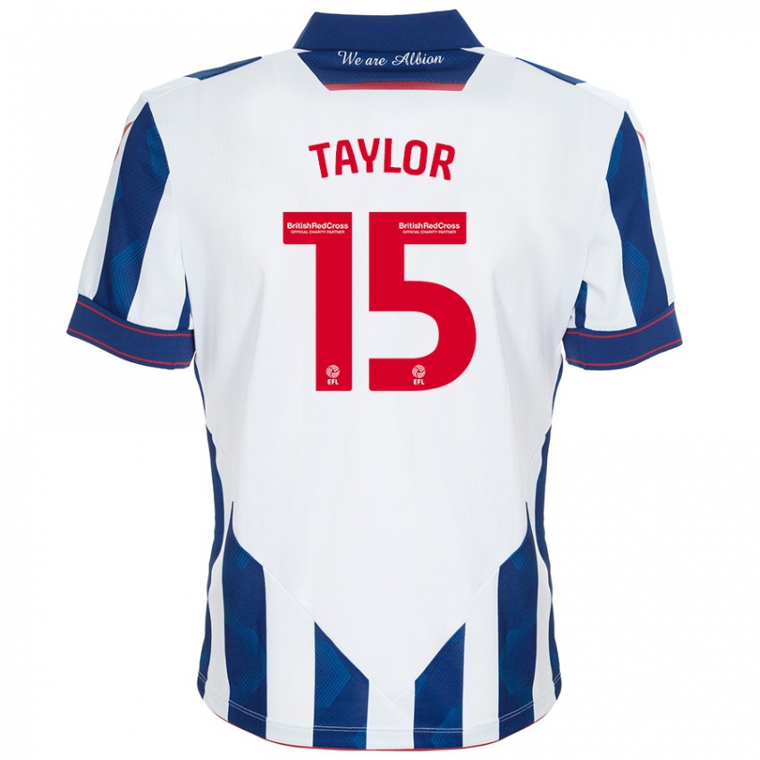 Heren Caleb Taylor #15 Wit Donkerblauw Thuisshirt Thuistenue 2024/25 T-Shirt