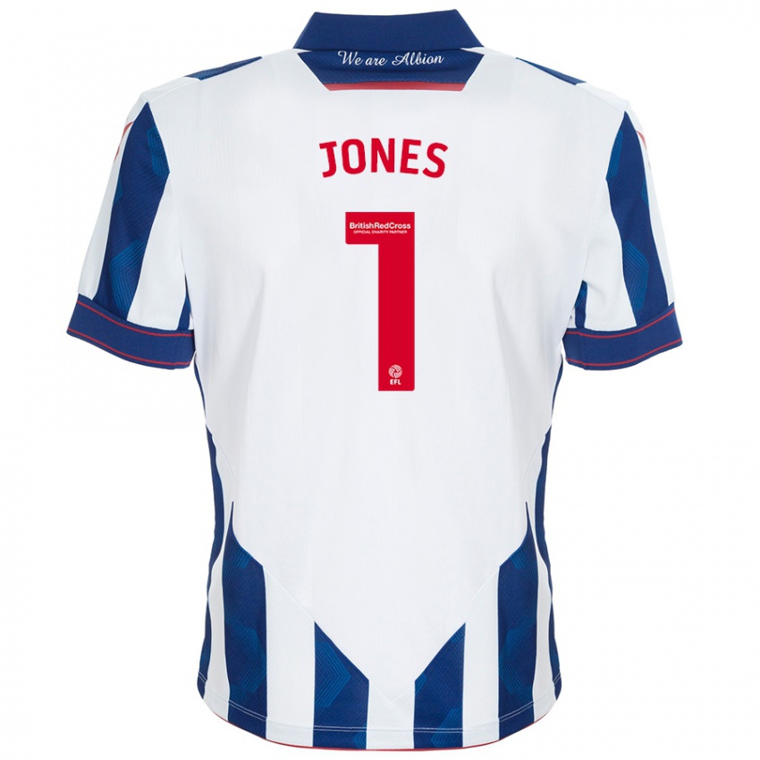 Heren Lucy Jones #1 Wit Donkerblauw Thuisshirt Thuistenue 2024/25 T-Shirt