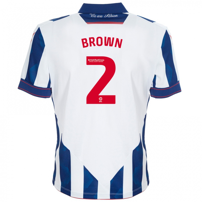 Heren Ashlee Brown #2 Wit Donkerblauw Thuisshirt Thuistenue 2024/25 T-Shirt