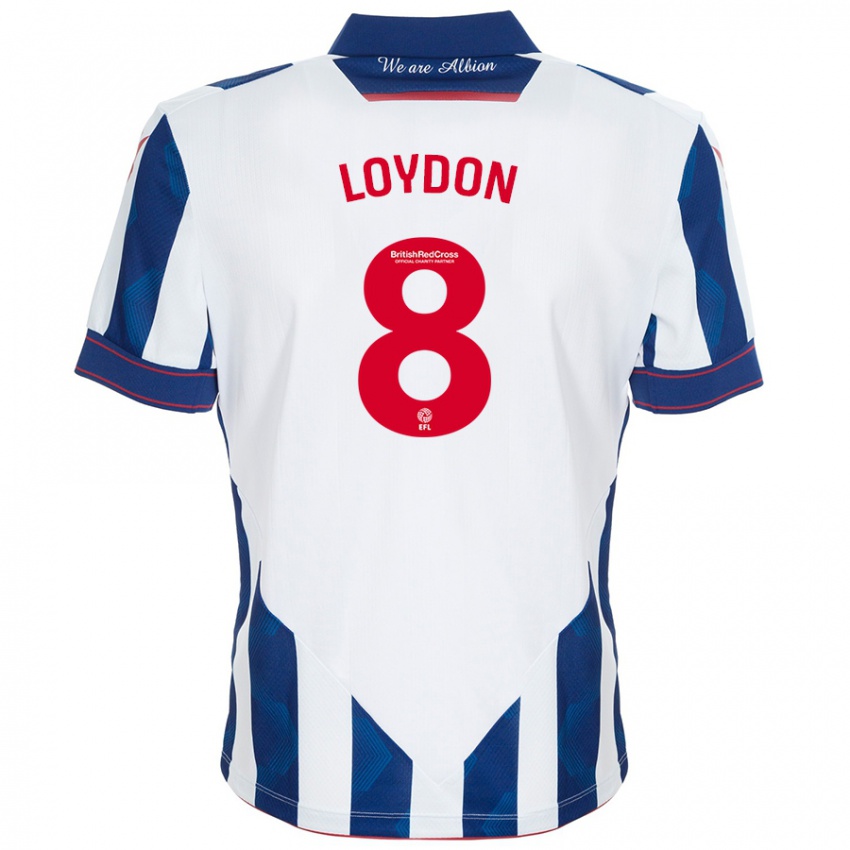 Heren Abi Loydon #8 Wit Donkerblauw Thuisshirt Thuistenue 2024/25 T-Shirt