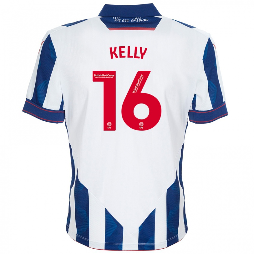 Heren Martin Kelly #16 Wit Donkerblauw Thuisshirt Thuistenue 2024/25 T-Shirt