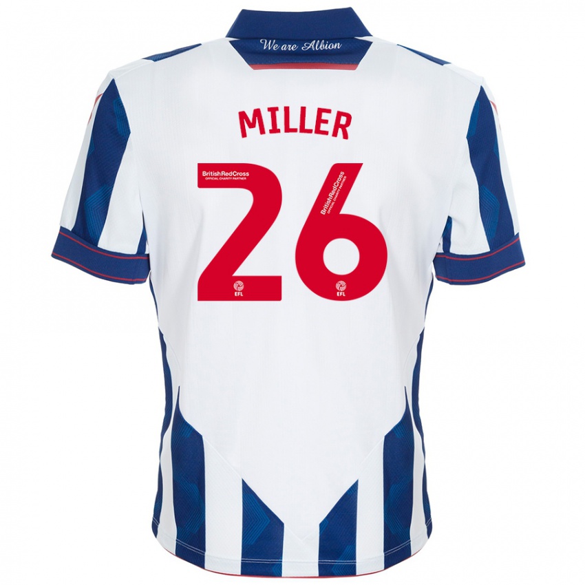 Heren Nna Miller #26 Wit Donkerblauw Thuisshirt Thuistenue 2024/25 T-Shirt