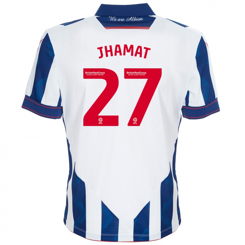 Heren Simran Jhamat #27 Wit Donkerblauw Thuisshirt Thuistenue 2024/25 T-Shirt