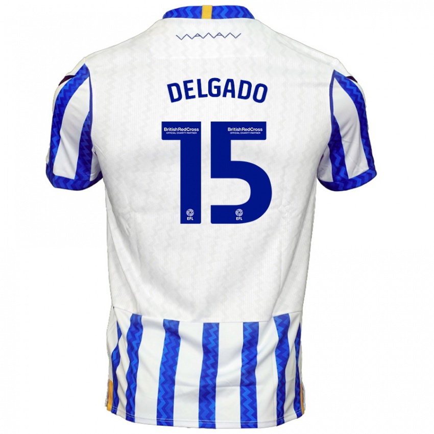 Heren Juan Delgado #15 Blauw Wit Thuisshirt Thuistenue 2024/25 T-Shirt