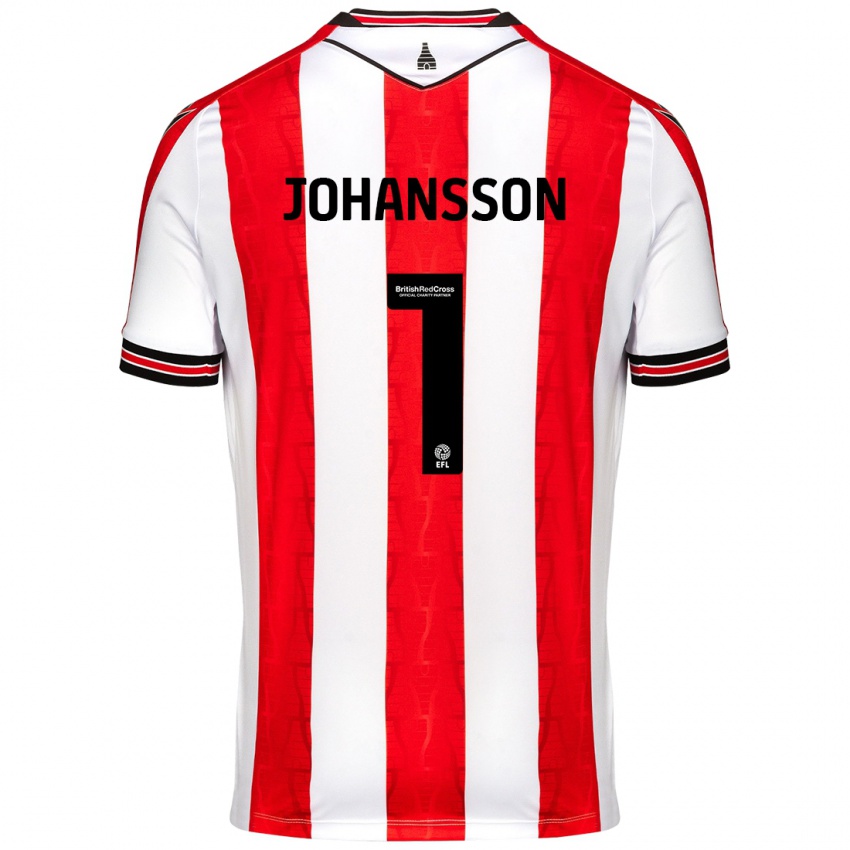 Heren Viktor Johansson #1 Rood Wit Thuisshirt Thuistenue 2024/25 T-Shirt