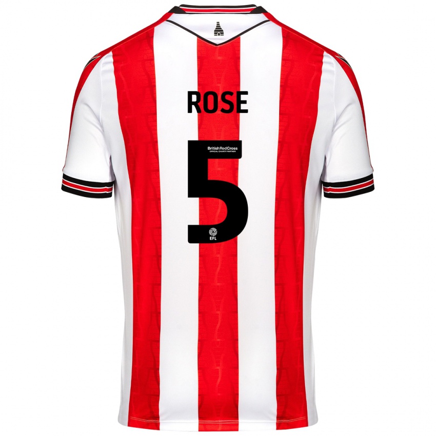 Heren Michael Rose #5 Rood Wit Thuisshirt Thuistenue 2024/25 T-Shirt