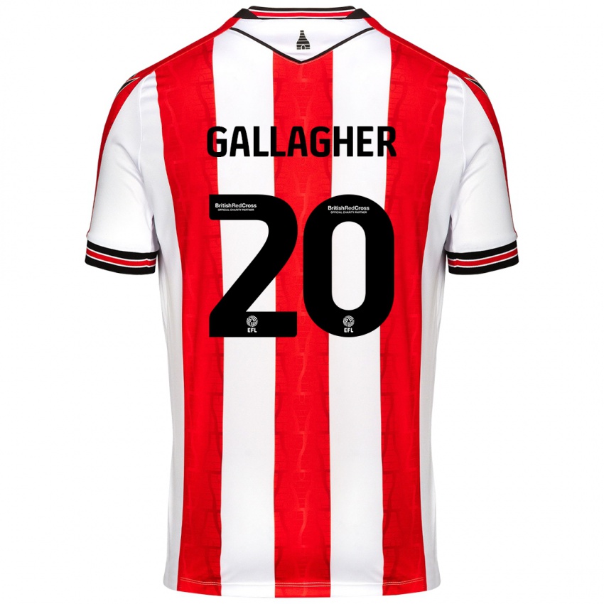 Heren Sam Gallagher #20 Rood Wit Thuisshirt Thuistenue 2024/25 T-Shirt