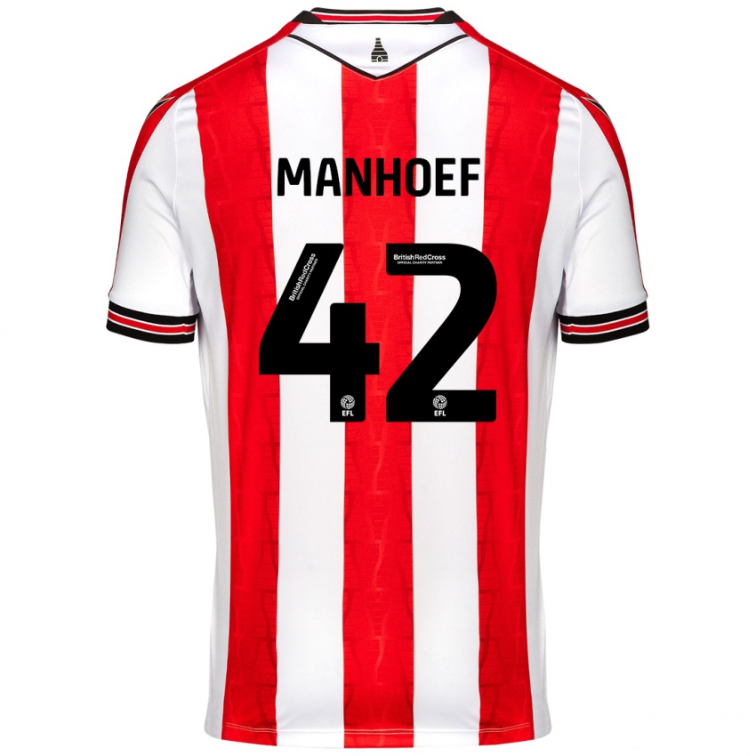 Heren Million Manhoef #42 Rood Wit Thuisshirt Thuistenue 2024/25 T-Shirt