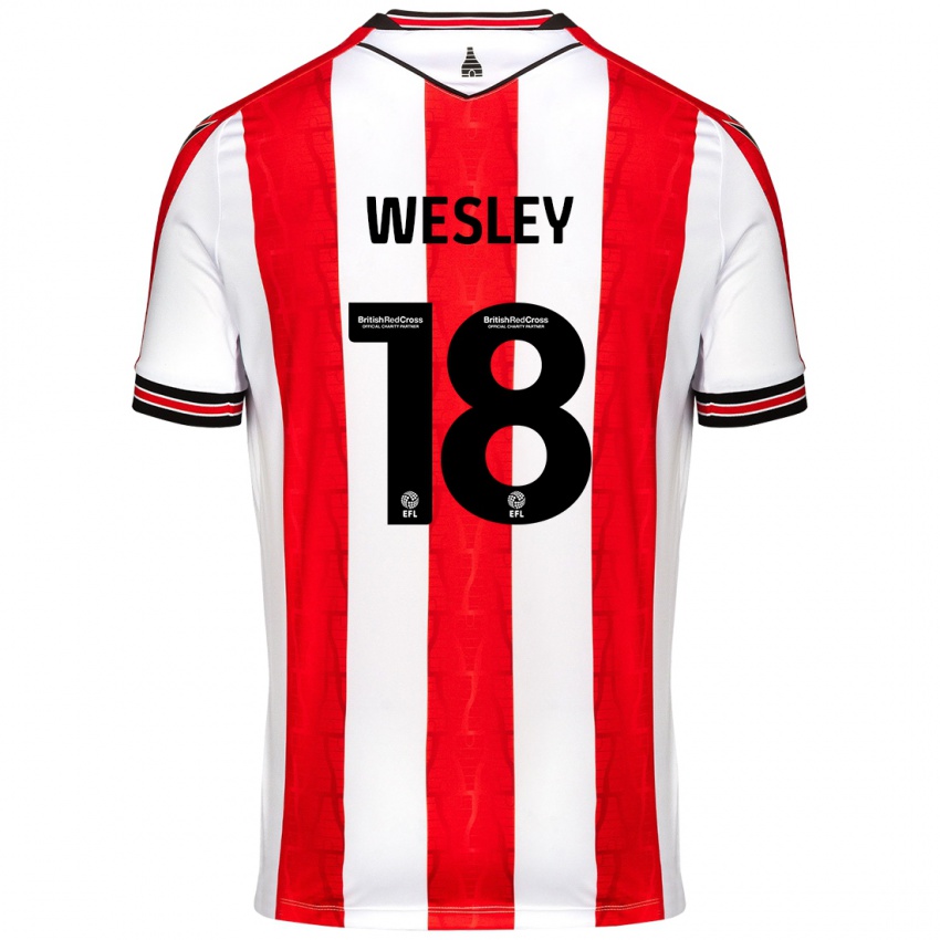 Heren Wesley Moraes #18 Rood Wit Thuisshirt Thuistenue 2024/25 T-Shirt