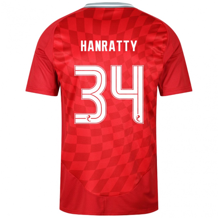 Heren Kevin Hanratty #34 Rood Thuisshirt Thuistenue 2024/25 T-Shirt