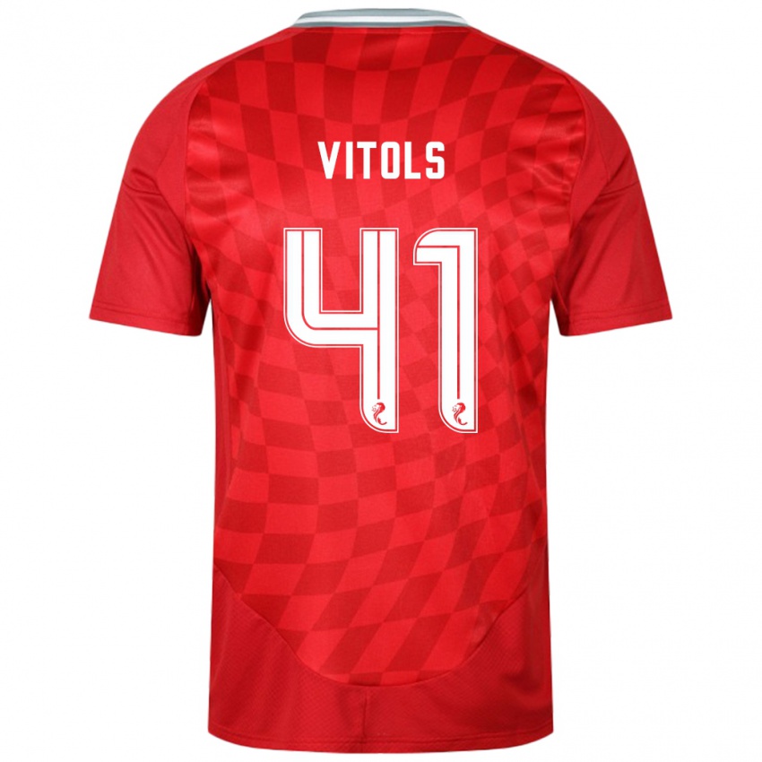 Heren Rodrigo Vitols #41 Rood Thuisshirt Thuistenue 2024/25 T-Shirt