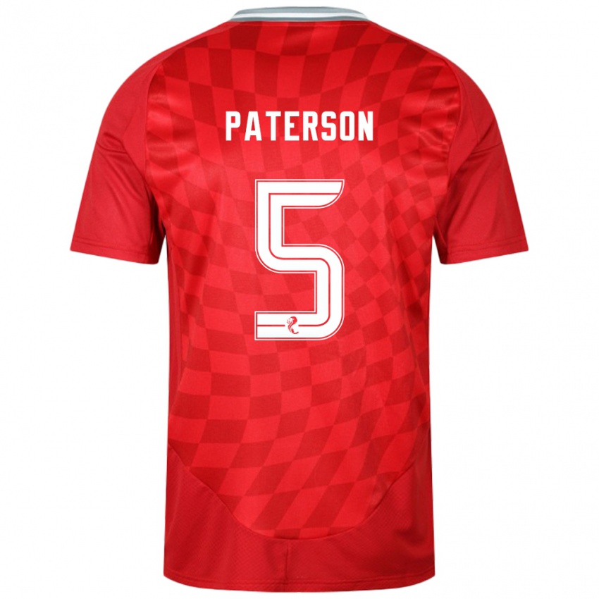 Heren Donna Paterson #5 Rood Thuisshirt Thuistenue 2024/25 T-Shirt