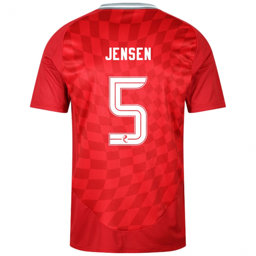 Heren Richard Jensen #5 Rood Thuisshirt Thuistenue 2024/25 T-Shirt