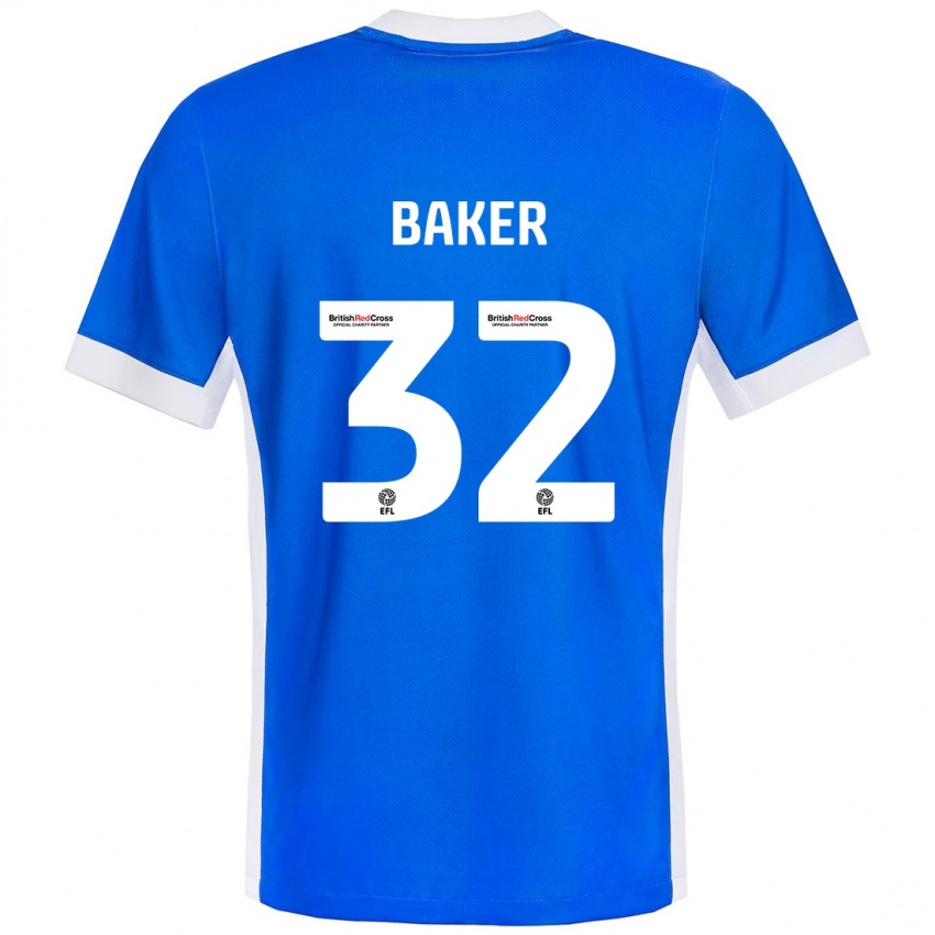 Heren Ava Baker #32 Blauw Wit Thuisshirt Thuistenue 2024/25 T-Shirt