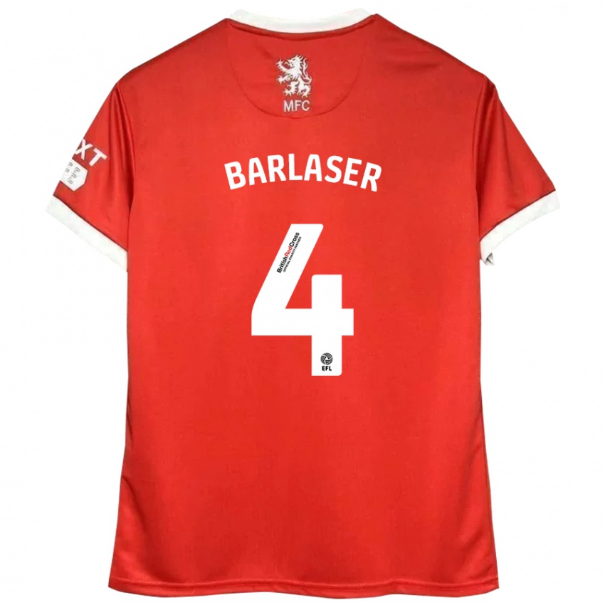 Heren Dan Barlaser #4 Rood Wit Thuisshirt Thuistenue 2024/25 T-Shirt