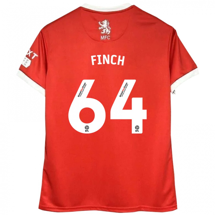 Heren Sonny Finch #64 Rood Wit Thuisshirt Thuistenue 2024/25 T-Shirt