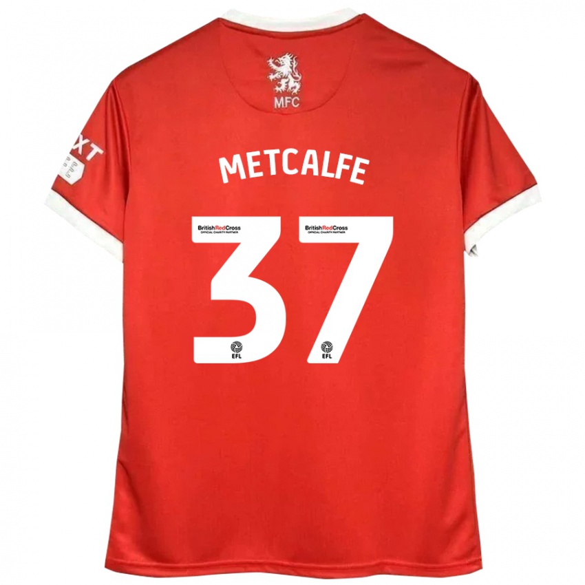 Heren Max Metcalfe #37 Rood Wit Thuisshirt Thuistenue 2024/25 T-Shirt