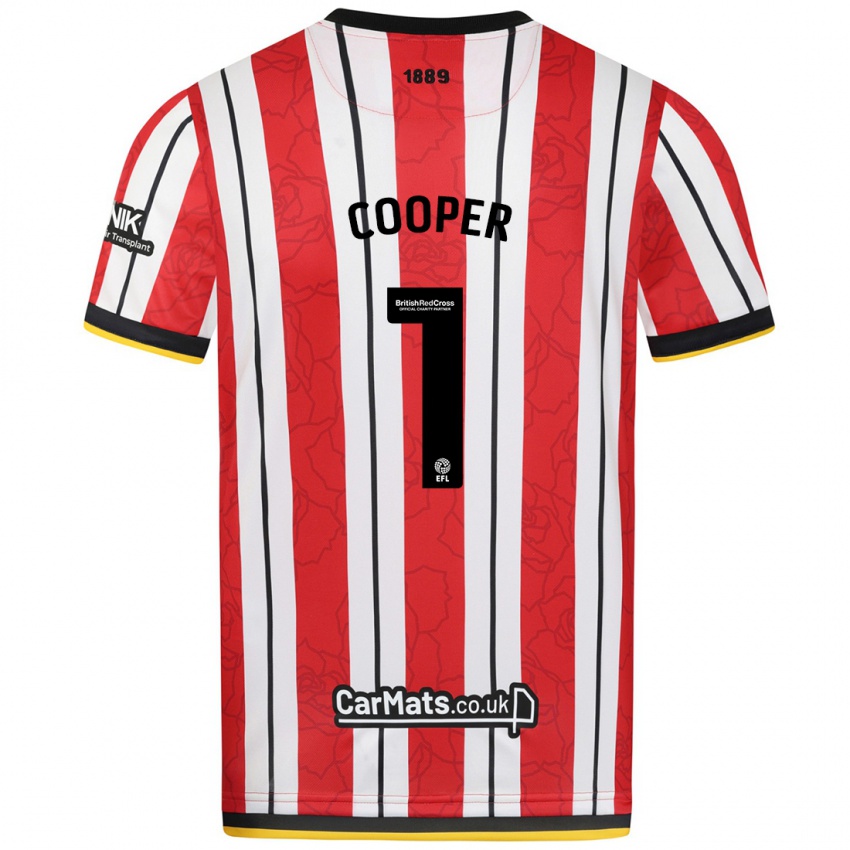 Heren Michael Cooper #1 Rood Witte Strepen Thuisshirt Thuistenue 2024/25 T-Shirt