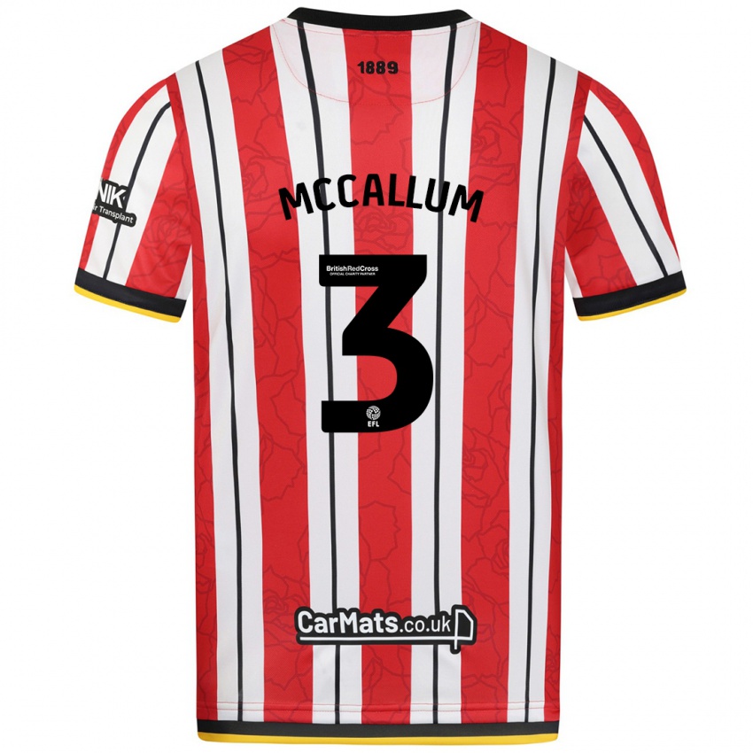 Heren Sam Mccallum #3 Rood Witte Strepen Thuisshirt Thuistenue 2024/25 T-Shirt