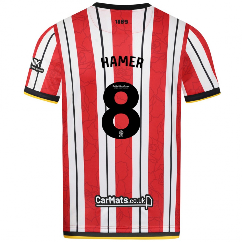 Heren Gustavo Hamer #8 Rood Witte Strepen Thuisshirt Thuistenue 2024/25 T-Shirt