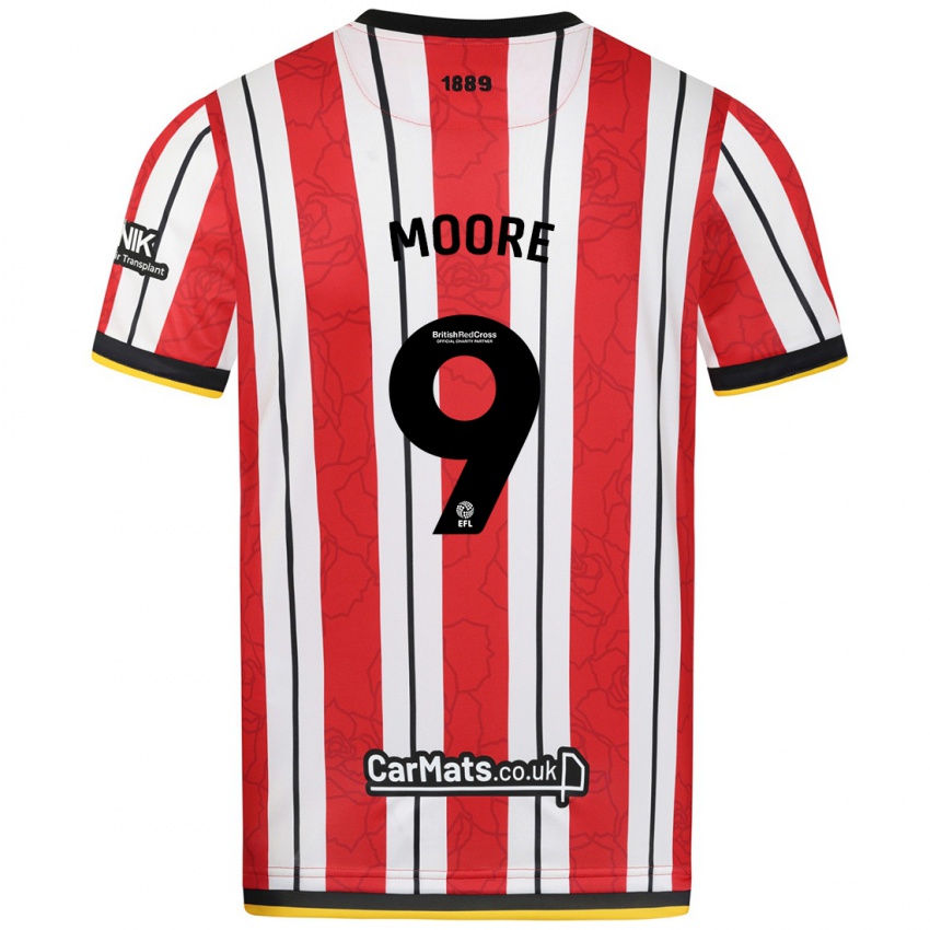 Heren Kieffer Moore #9 Rood Witte Strepen Thuisshirt Thuistenue 2024/25 T-Shirt