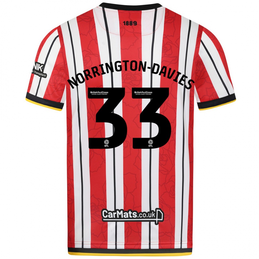 Heren Rhys Norrington-Davies #33 Rood Witte Strepen Thuisshirt Thuistenue 2024/25 T-Shirt