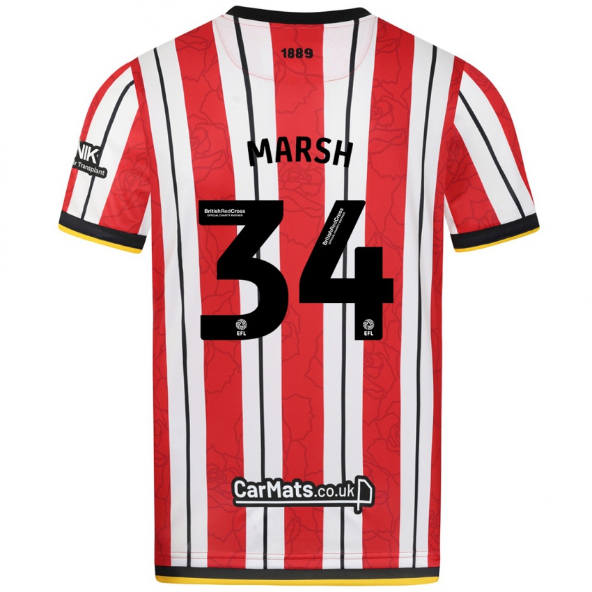 Heren Louie Marsh #34 Rood Witte Strepen Thuisshirt Thuistenue 2024/25 T-Shirt